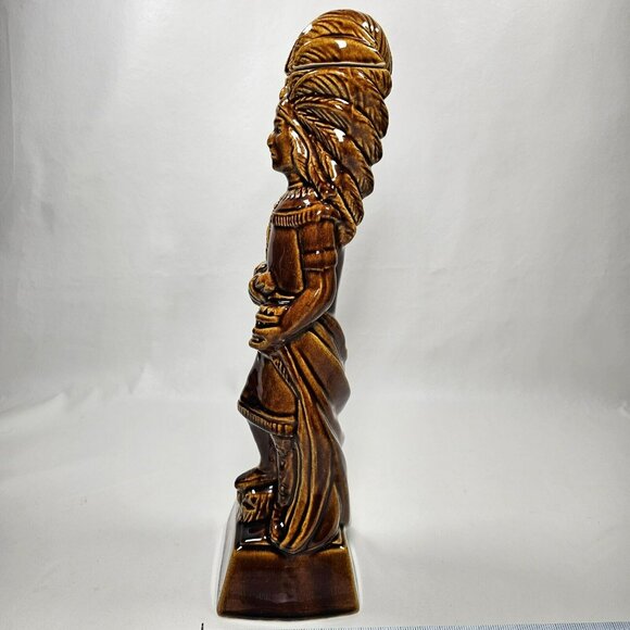 Ezra Brooks 1968 Empty Whiskey Decanter Bottle 16" Native American Chief - Picture 4 of 12